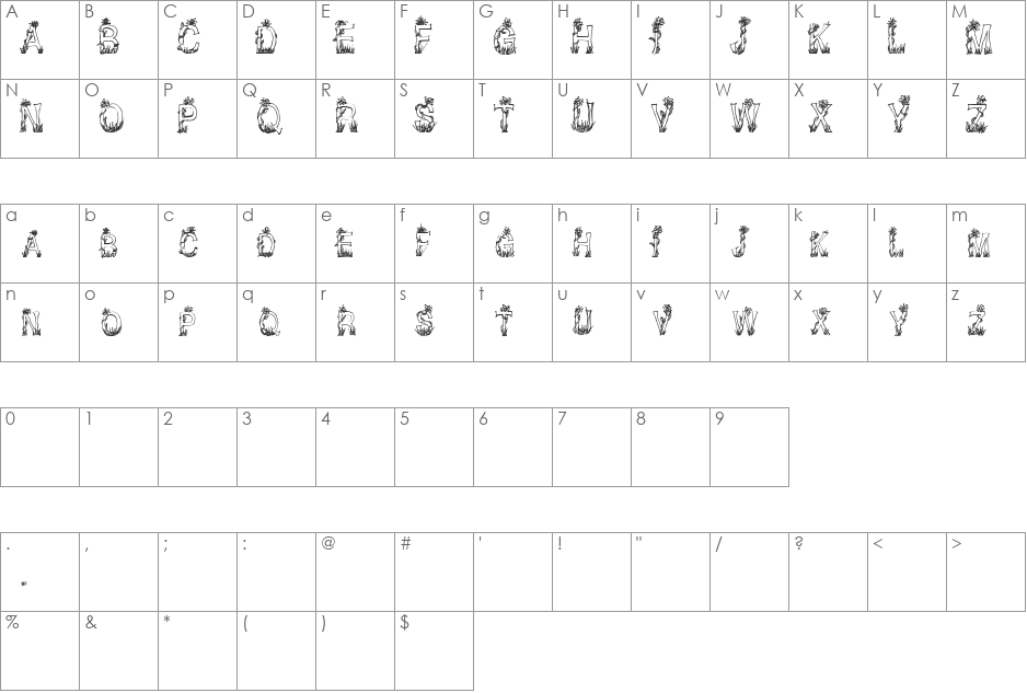 CF Plants and Flowers font character map preview