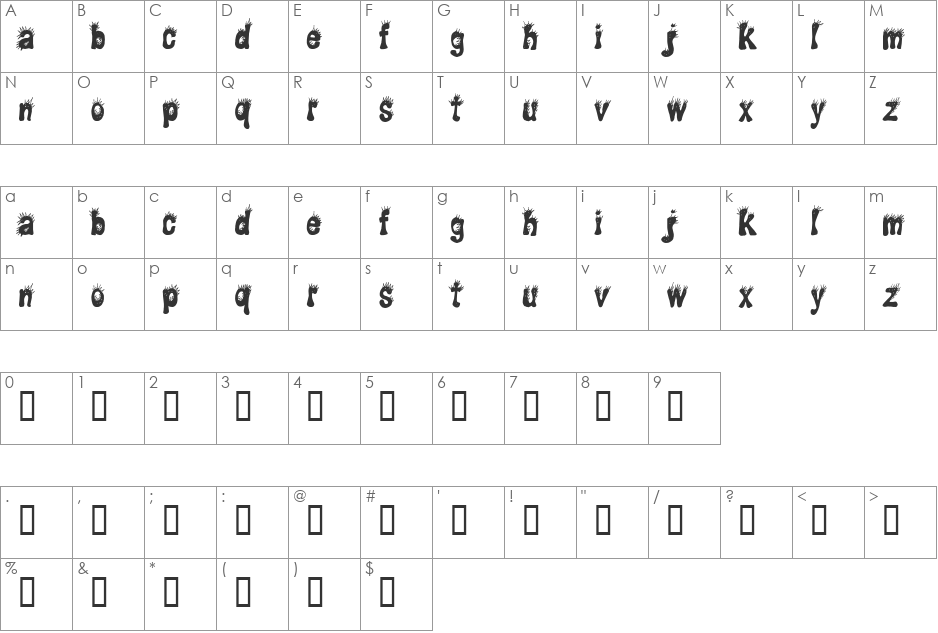 CF Punky font character map preview