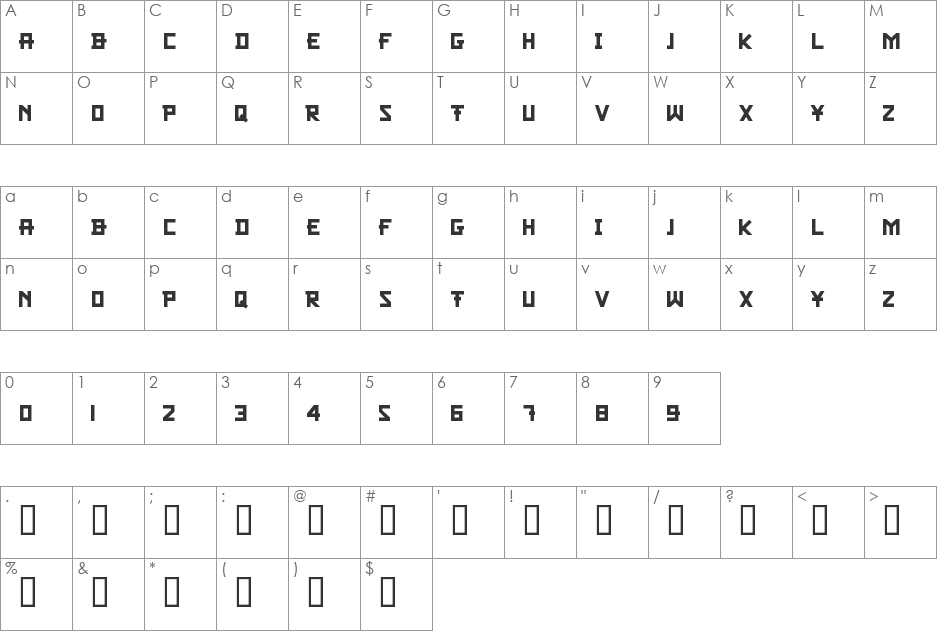 CF Samurai Bob font character map preview