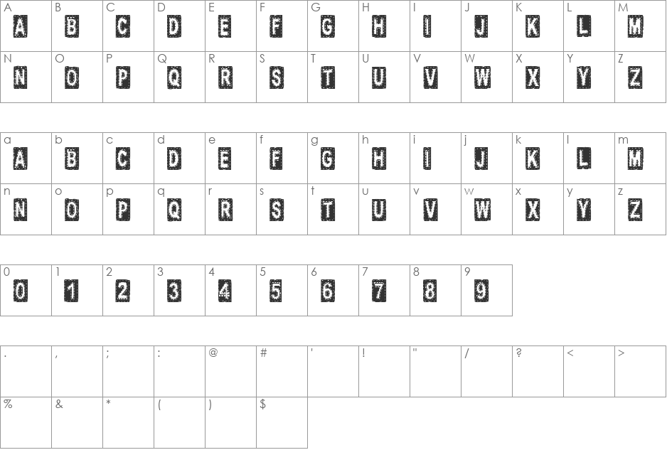 CF Tissus font character map preview