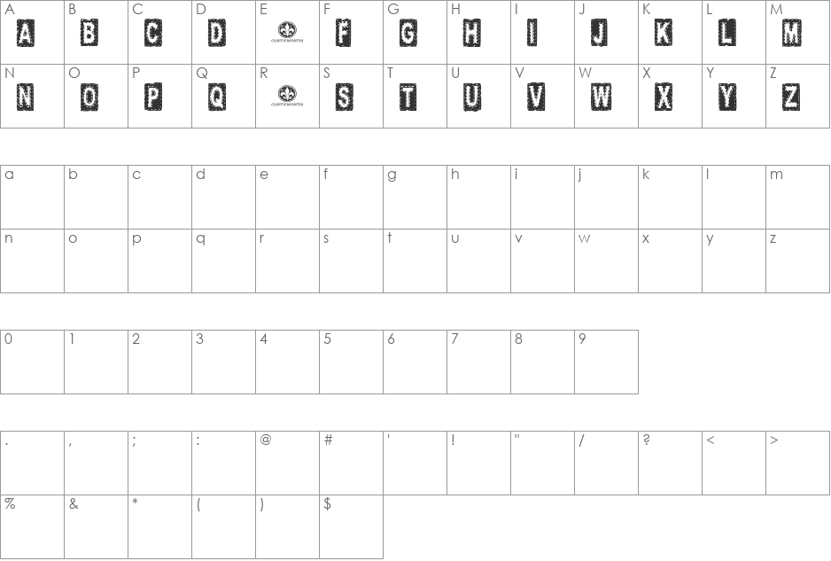 CF Tissus demo font character map preview