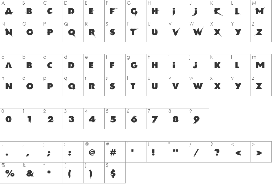 Akira font character map preview