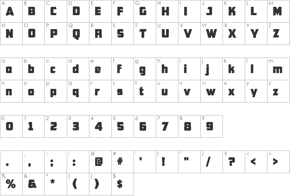 CFB1 American Patriot SOLID 2 font character map preview