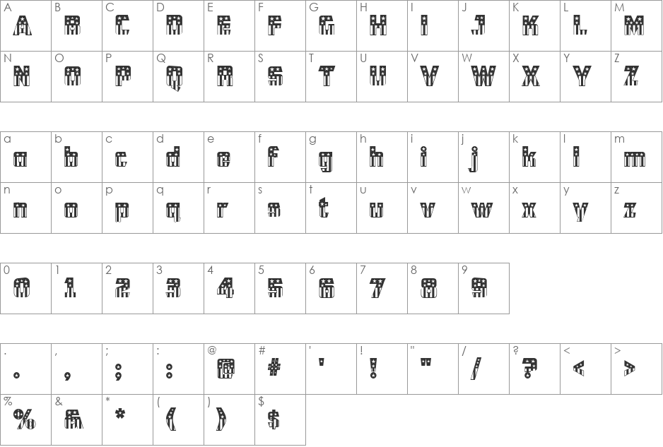 CFB1 American Patriot SOLID 2 font character map preview