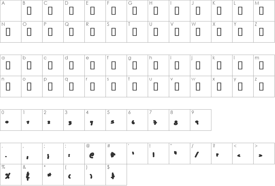 Akitza Heavy font character map preview