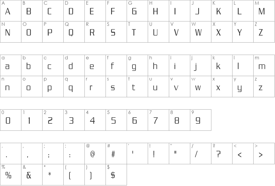 Chainlink Compressed font character map preview