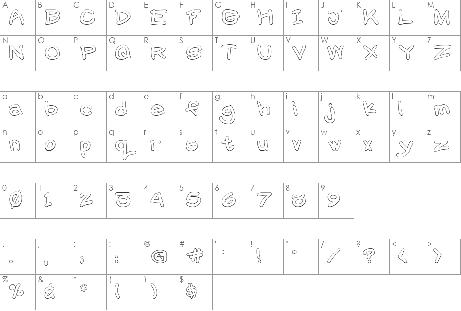 Chalk Outlines font character map preview
