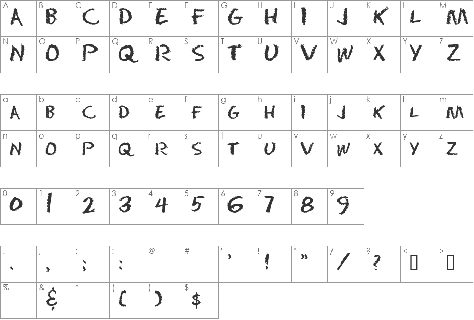 ChalkDust font character map preview