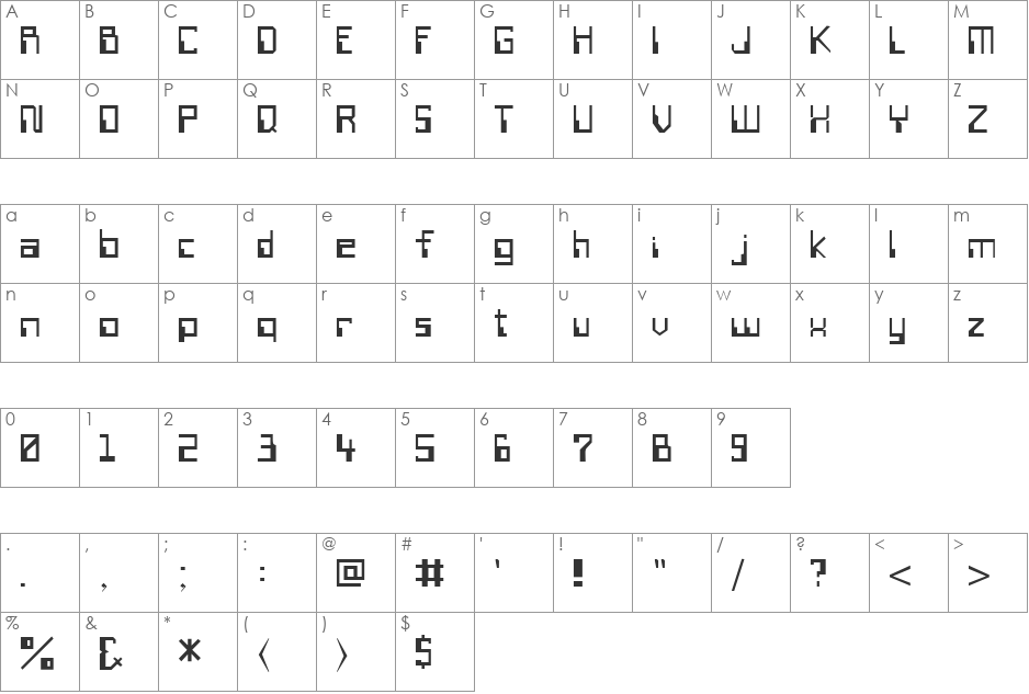 Challenger font character map preview