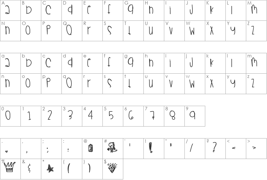 ChampagneSippin font character map preview