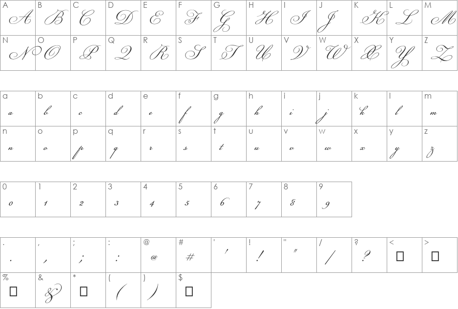 Champignon font character map preview