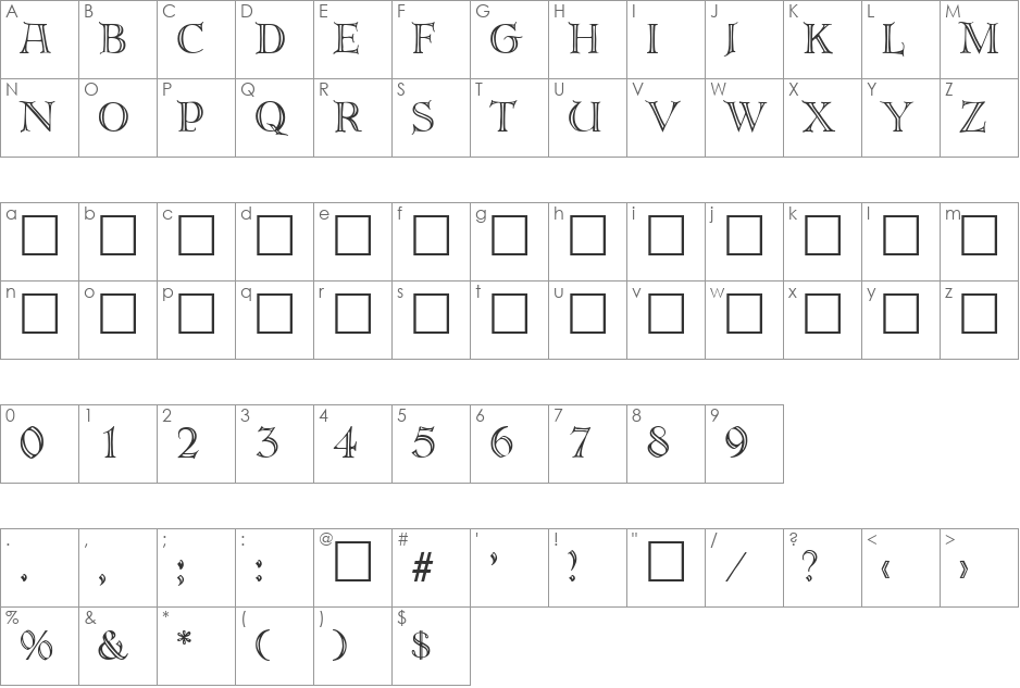 Akropolis font character map preview