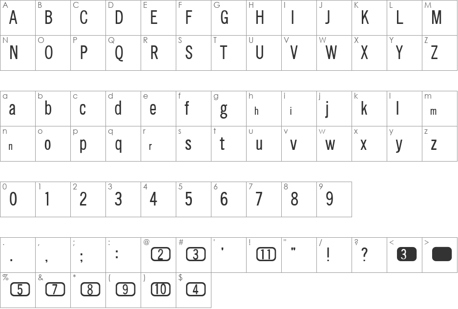 CHANLPlain font character map preview
