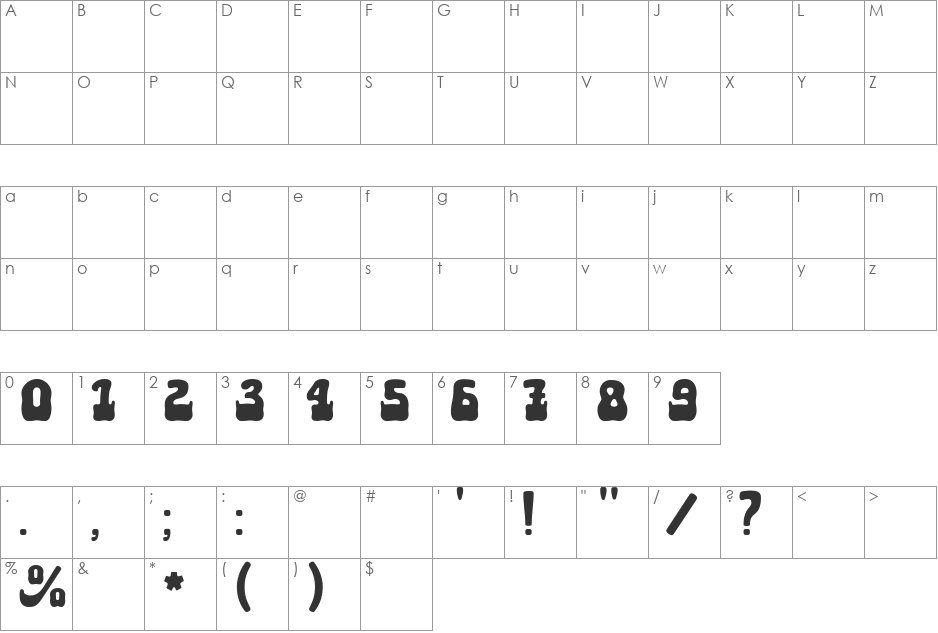 Aktau font character map preview