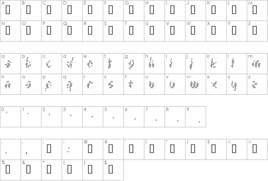 Chaos Bold font character map preview