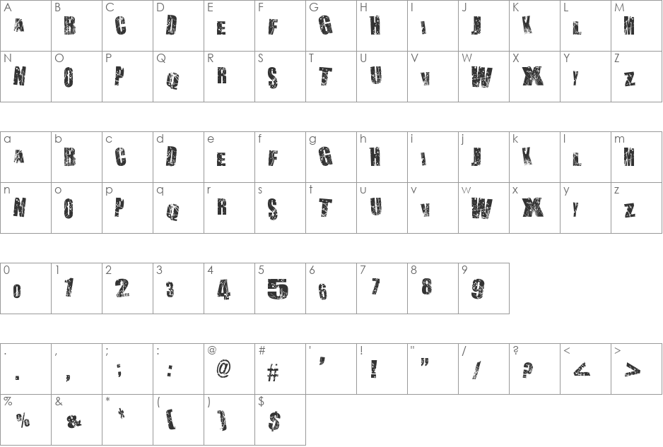 Chaos in Wisconsin font character map preview