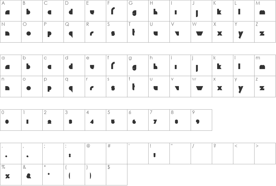 Chaos Math font character map preview