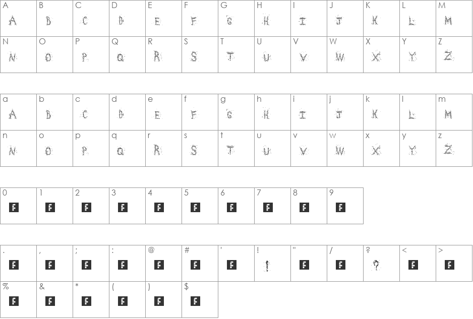 Chaos squares ! font character map preview