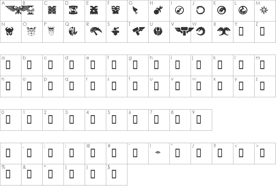 ChaoSquat font character map preview