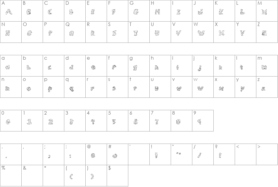 Chaotic Circuit font character map preview