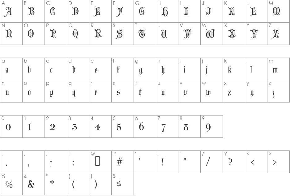 Chappel Text font character map preview