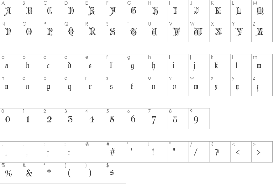 ChappelText font character map preview