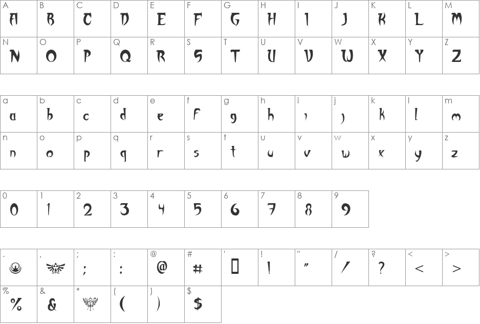 AKUMA font character map preview
