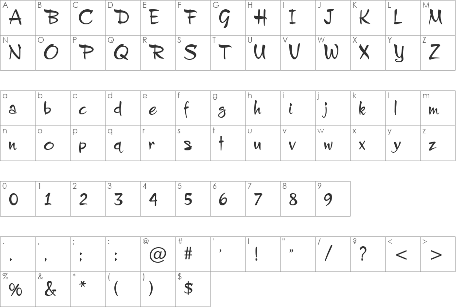CharadeJF font character map preview