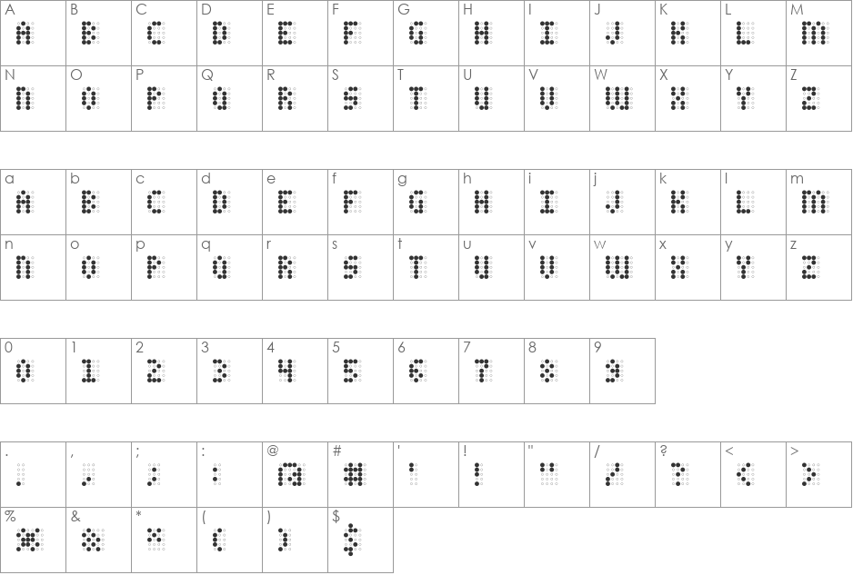 Charaille AOE font character map preview