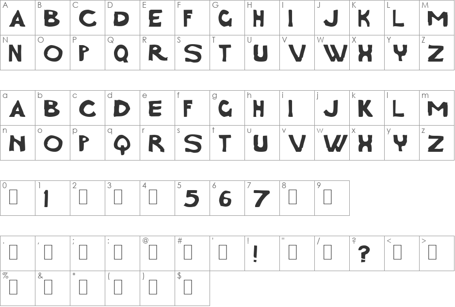 Charcoal first font character map preview