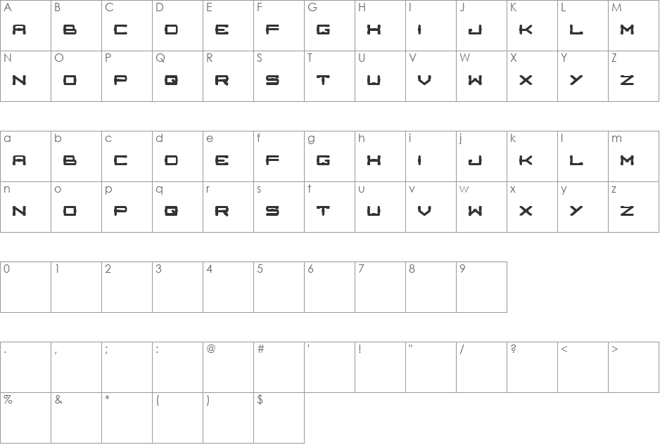 Charge font character map preview