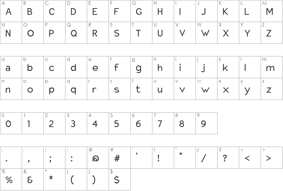 Charger font character map preview