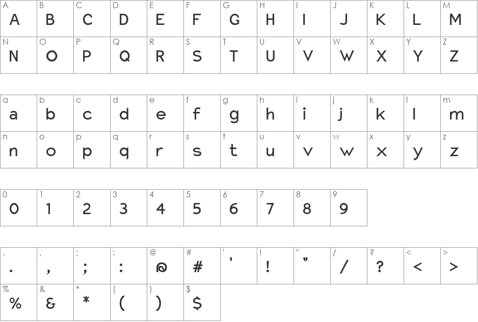 Charger Pro font character map preview