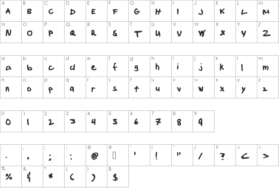 charings font character map preview