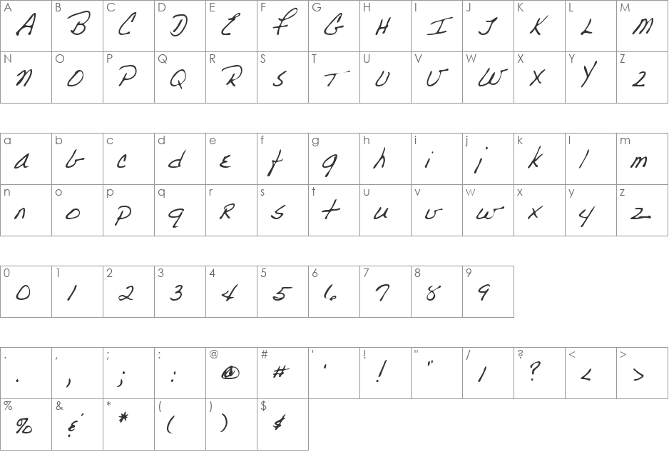 Charles font character map preview