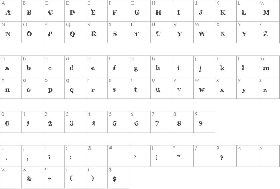 Charles S. font character map preview