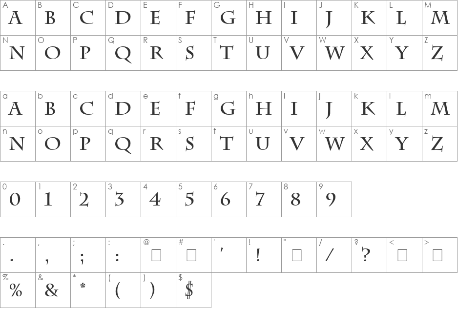 Charlesworth font character map preview