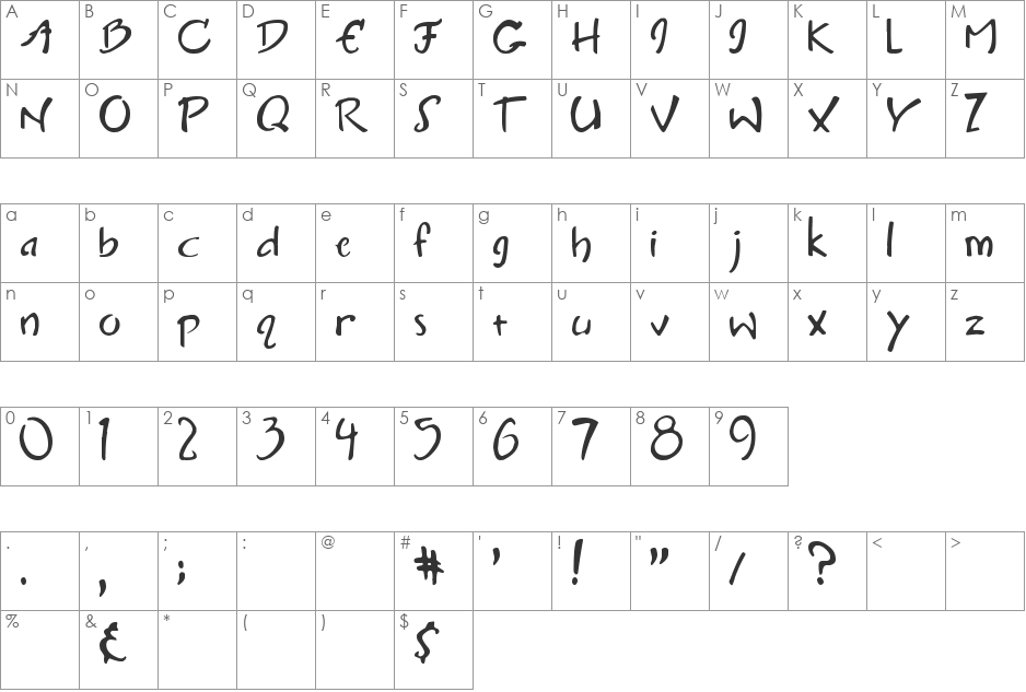 Charlie font character map preview