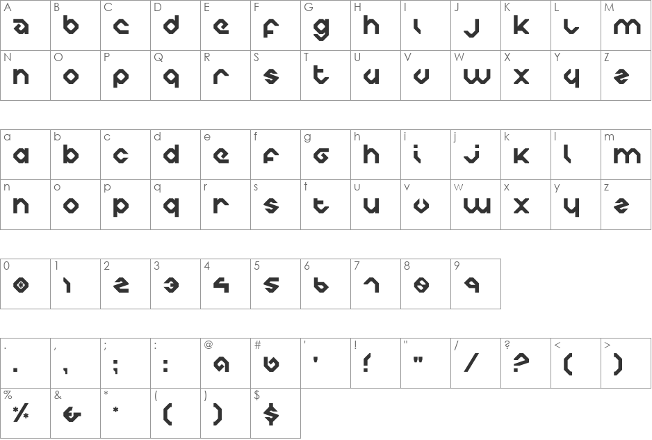 Charlie's Angles font character map preview