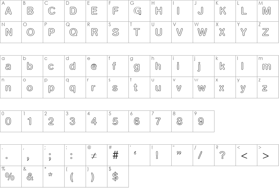 AkzentRoundedOutMedium font character map preview