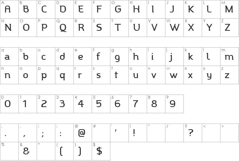 Charlotte font character map preview