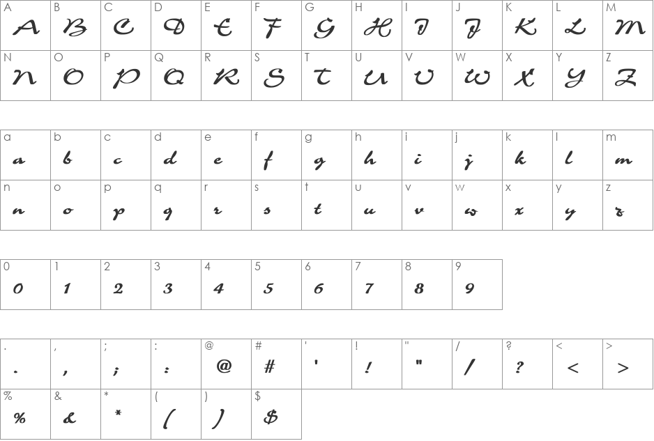 Charme Bold font character map preview