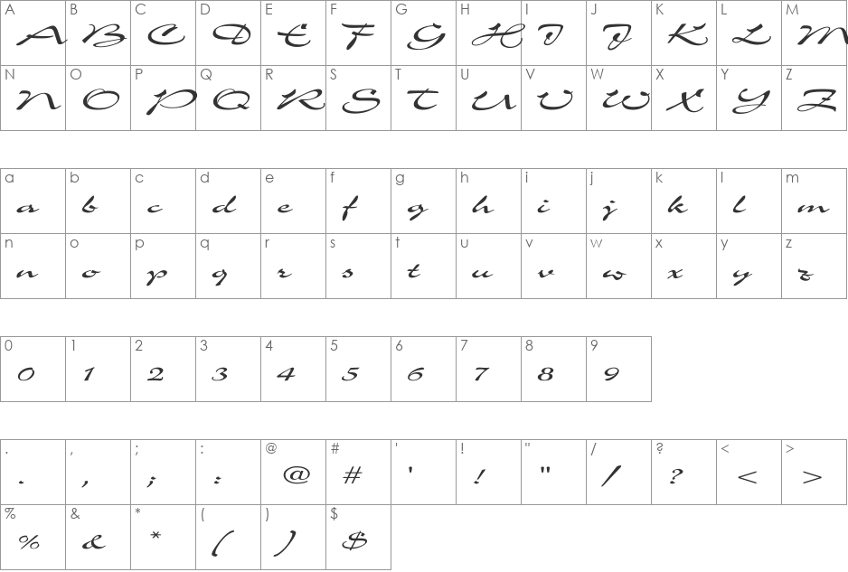 Charme Ex font character map preview