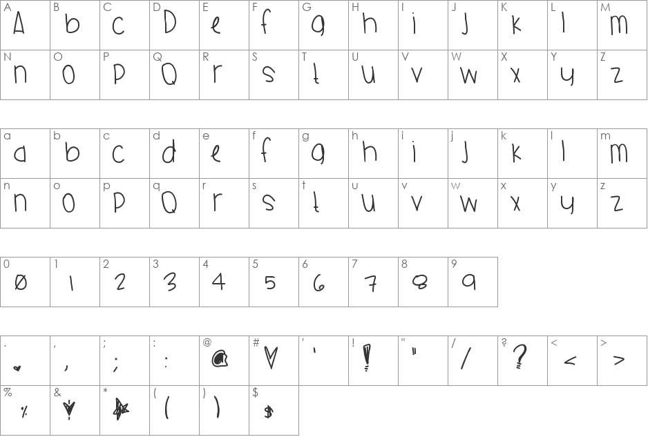 CharmeleonRed font character map preview