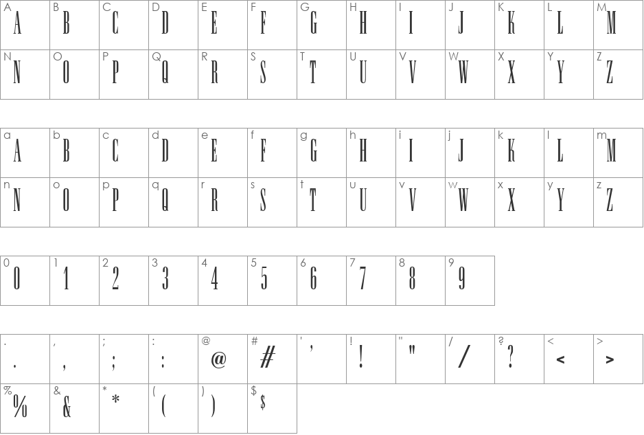 Charmeur font character map preview