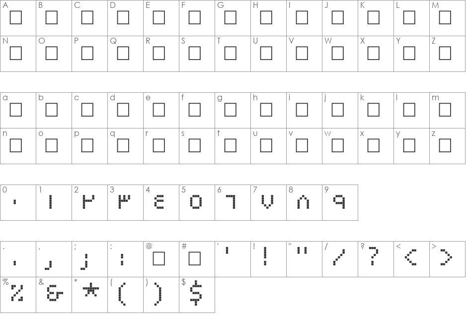 Al Abdali 8 font character map preview
