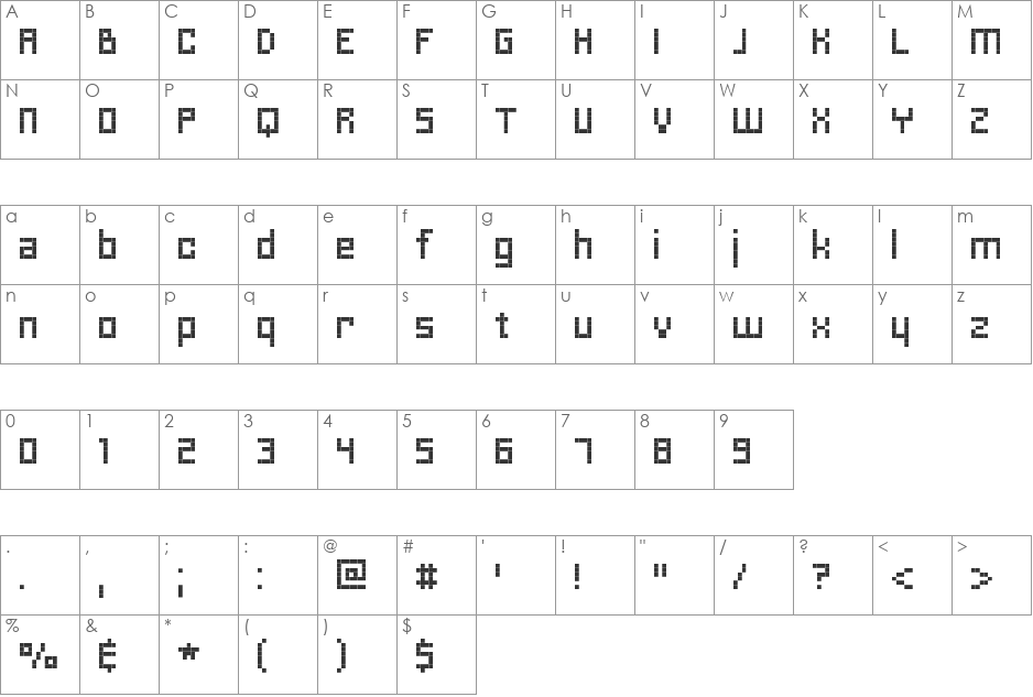 Charriot font character map preview