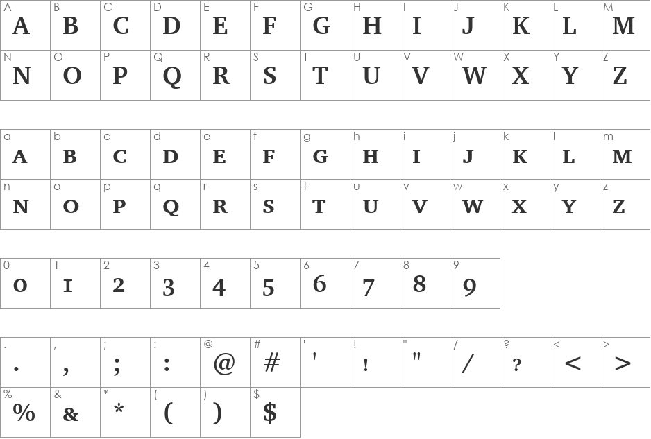 Charter Bd SC ITC TT font character map preview