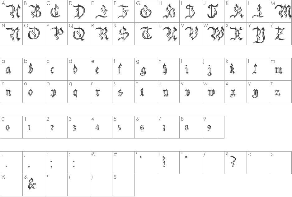 Charterwell No5 font character map preview