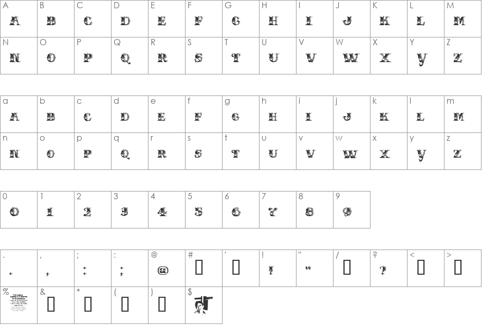 CHASE ZEN HOLY MONKEY NUTS font character map preview
